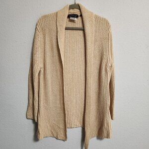 Chris Tan | Cashmere Silk Soft Open Golden Cream Blanket Cardigan Large